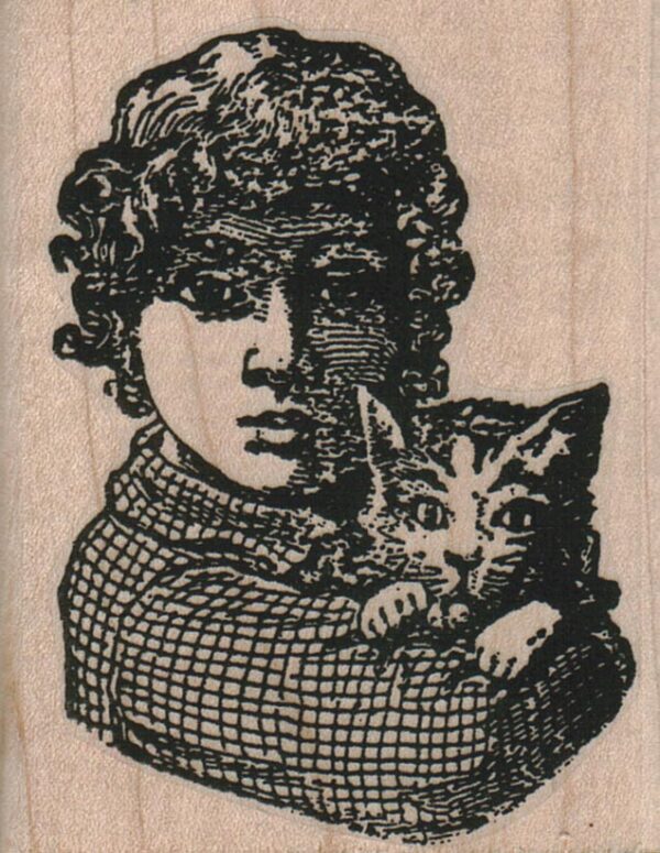 Girl With Cat 2 1/4 x 2 3/4-0