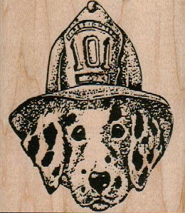 Fire Dalmatian Dog In Hat 2 3/4 x 3 1/4-0