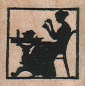 Silhouette Lady At Table 1 1/4 x 1 1/4-0