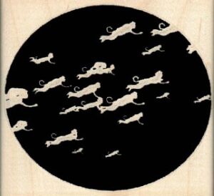 Flying Monkeys Against Moon 3 1/4 x 3-0