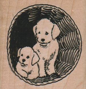 Two Dogs In Basket 2 1/4 x 2 1/4-0