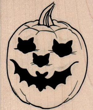 Cat And Bat Jack O'Lantern 2 1/2 x 2 3/4-0