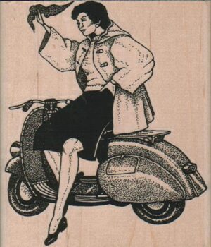 Lady On Motor Scooter 3 1/2 x 4-0