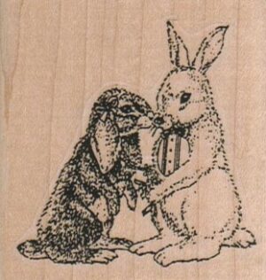 Two Bunnies With Easter Egg 2 1/4 x 2 1/4-0