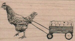 Hen With Cart Of Eggs 2 1/4 x 3 3/4-0