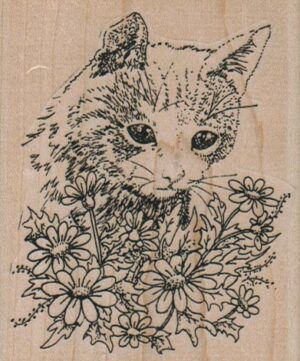 Cat In Flowers 2 3/4 x 3 1/4-0