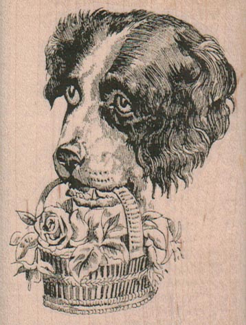 Dog With Basket Of Flowers 2 1/2 x 3 1/4-0