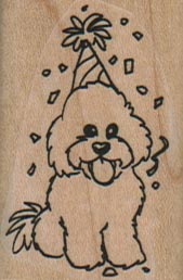 Bichon In Party Hat 1 1/4 x 1 3/4-0