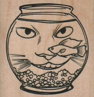 Cat And FishBowl 2 1/4 x 2 1/4-0