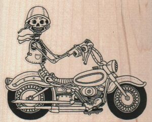Skeleton Riding Motorcycle 3 1/2 x 2 3/4-0