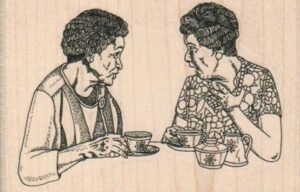 Gossiping Ladies With Tea 4 x 2 1/2-0