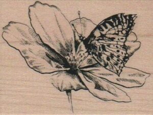 Butterfly on Blossom 2 1/2 x 3-0