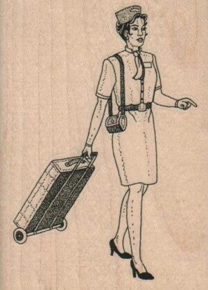 Stewardess With Luggage 2 3/4 x 3 3/4-0