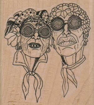 Two Ladies In Goggles 2 3/4 x 3-0