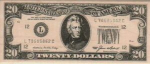 Twenty Dollar Bill/Large 2 x 4 1/4-0