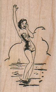 SwimSuit Lady Waving In Water 1 1/2 x 2 1/4-0