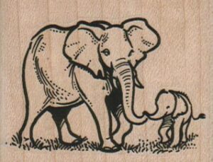 Elephant And Baby 2 1/4 x 1 3/4-0