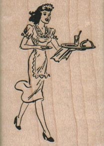 Retro Waitress With Tray 1 1/2 x 2-0