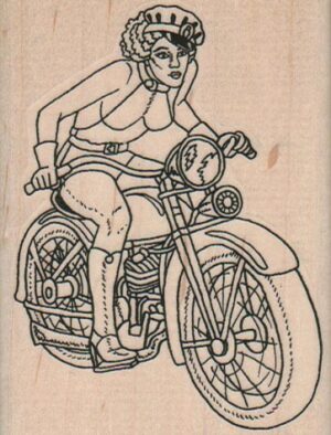 Lady Riding Motorcycle 2 1/2 x 3 1/4-0
