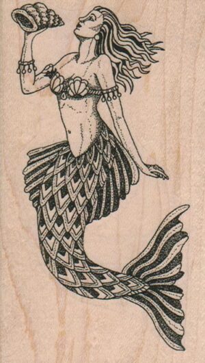 Mermaid With Conch Shell 2 1/2 x 4 1/2-0