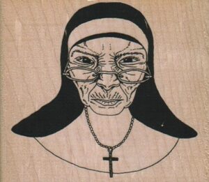 Nun With Piercing Stare 3 3/4 x 2 3/4-0