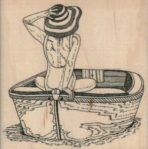 Lady Holding Hat In Boat 3 1/4 x 3 1/4-0