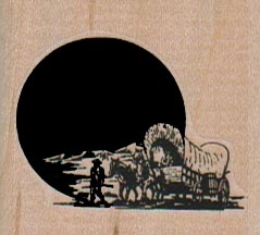 Covered Wagon And Moon 1 3/4 x 1 1/2-0