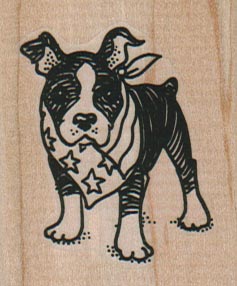 Boston Terrier With Star Scarf 1 3/4 x 2-0