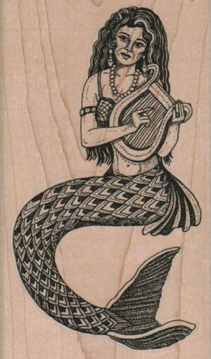 Mermaid With Harp 2 3/4 x 4 1/2-0