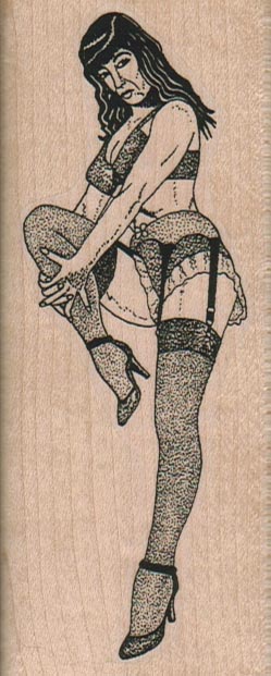 Pinup Girl In Garters 1 3/4 x 4 1/4-0