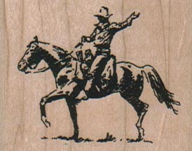 Cowboy Waving On Horse 2 x 1 1/2-0