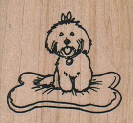 Bichon On Bone Cushion 2 x 1 3/4-0