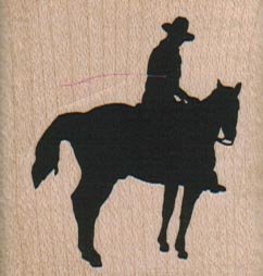 Silhouette Cowboy On Horse 1 3/4 x 1 3/4-0