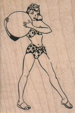 Bikini Lady With Beach Ball 1 3/4 x 2 1/2-0