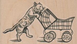 Cat Pushing Carriage 4 x 2 1/4-0