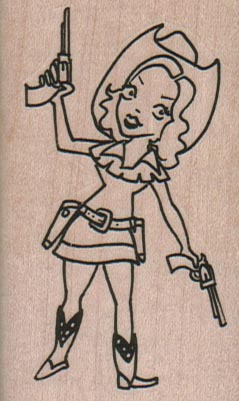 Cowgirl With Guns 1 3/4 x 2 3/4-0
