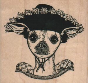 Chihuahua Dog In Hat 3 3/4 x 3 1/2-0