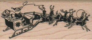 Santa In Sleigh With Reindeer 1 1/2 x 3-0