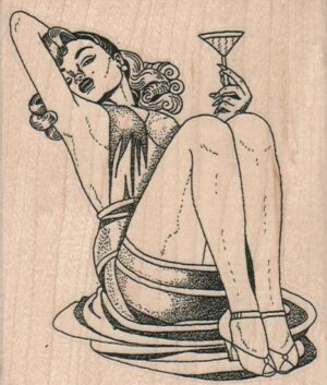 Pinup Girl With Martini 3 1/4 x 3 3/4-0