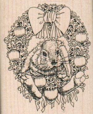 Christmas Wreath Bunny/Sm 2 1/4 x 2 3/4-0