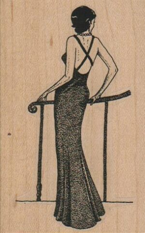 Evening Gown Lady At Railing 2 1/4 x 3 1/4-0