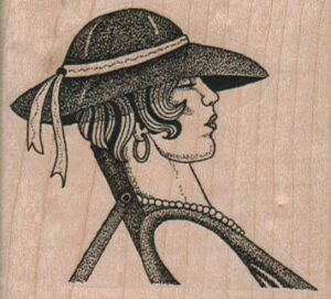 Lady In Hat And Pearls 2 1/2 x 2 1/4-0