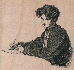 Lady Writing 3 1/2 x 3 1/4-0