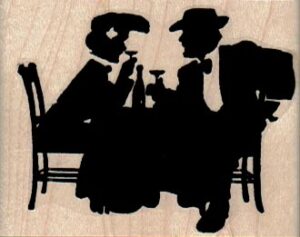 Man And Woman Having Drinks 2 1/4 x 1 3/4-0