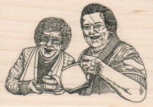 Ladies Drinking Tea 2 3/4 x 3 3/4-0