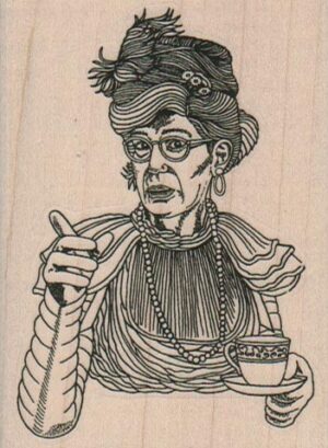 Lady With Tea 2 1/2 x 3 1/4-0