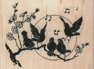 Singing Birds On Branch 3 3/4 x 2 3/4-0