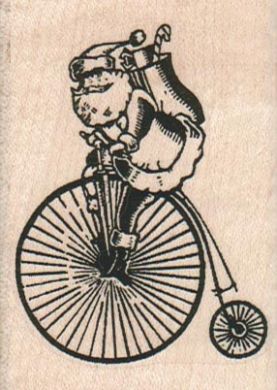 Vintage Bicycle Santa 2 x 2 3/4-0