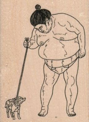 Sumo Wrestler & Dog 2 1/4 x 2 3/4-0