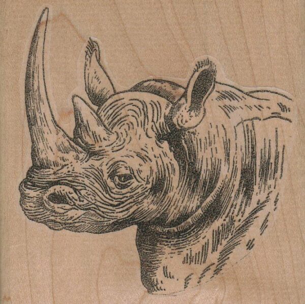 Rhino Head Facing Left 3 1/2 x 3 1/2-0